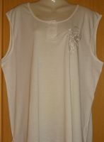 TOP, T-SHIRT, ärmellos, Gr. 50, beige m.floralem Dekor + Glitzer Sachsen - Chemnitz Vorschau