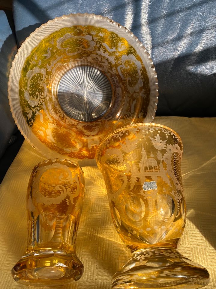 Antik,Böhmen,Kristall,Ranftbecher,Pokal,14,2 cm H,Vase in Bamberg