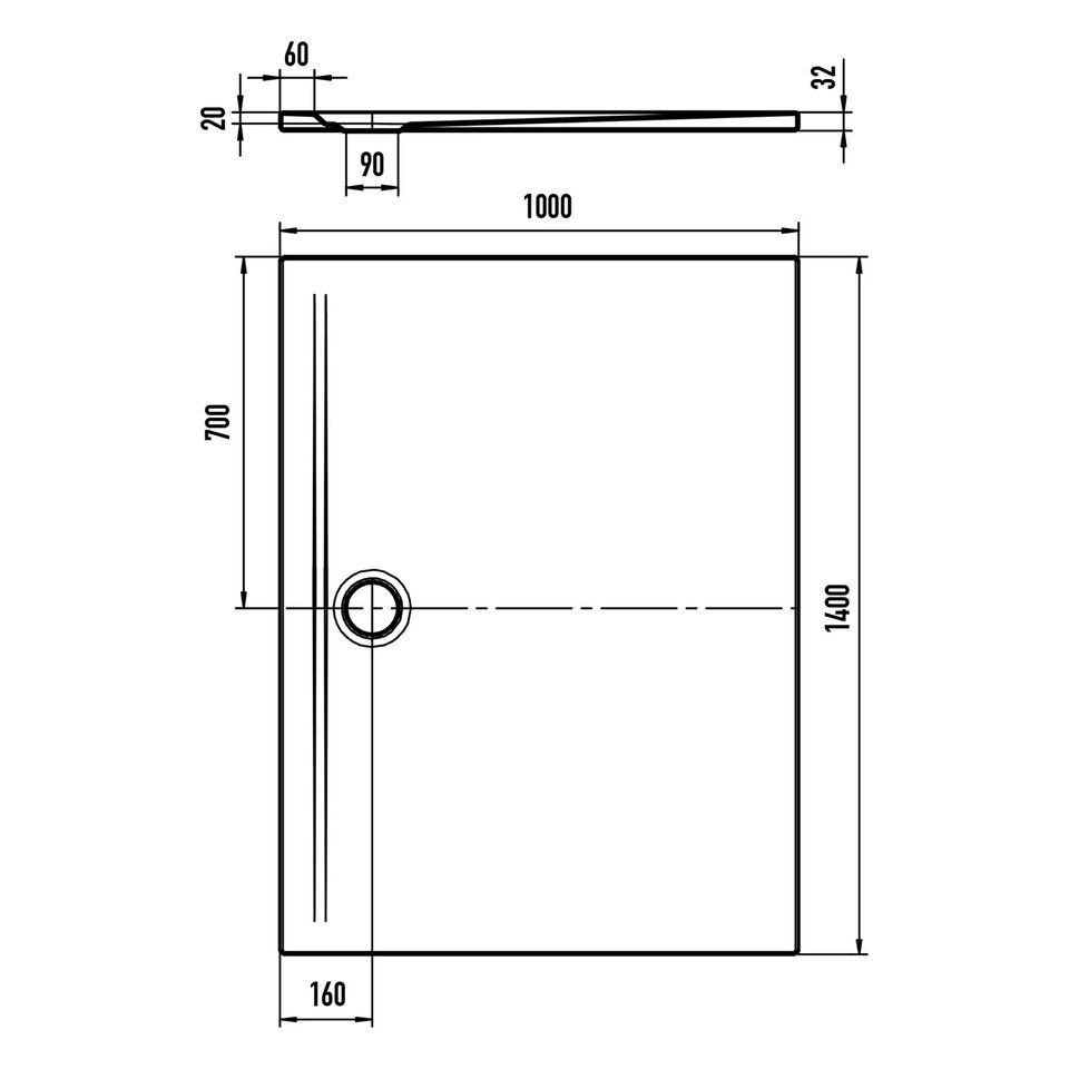 Kaldewei SUPERPLAN ZERO 1580-1 Duschwanne 100 x 140 cm mit Secure in Lauf