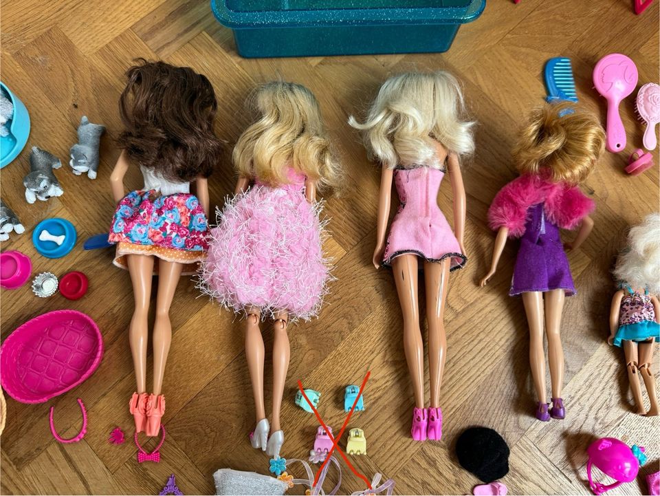 5 Barbies von Mattel mit viel Zubehör, Bett & Pool in Potsdam
