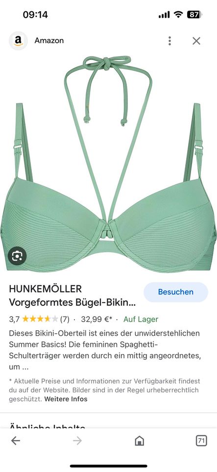 Hunkemöller Bikini Oberteil 65C (vhb) in Fürth