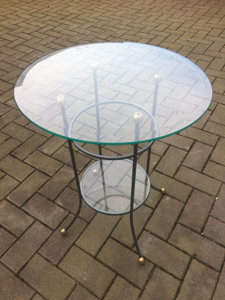 Beistelltisch 2 ESG Glasplatten 50cm Höhe 60cm dunkelgrau Messing in Ottweiler