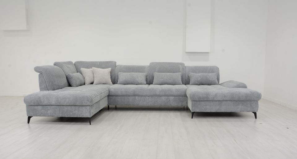 Wohnlandschaft, Ecksofa, Sofa mit Schlaffunktion, Hellgrau, NEU in Augsburg