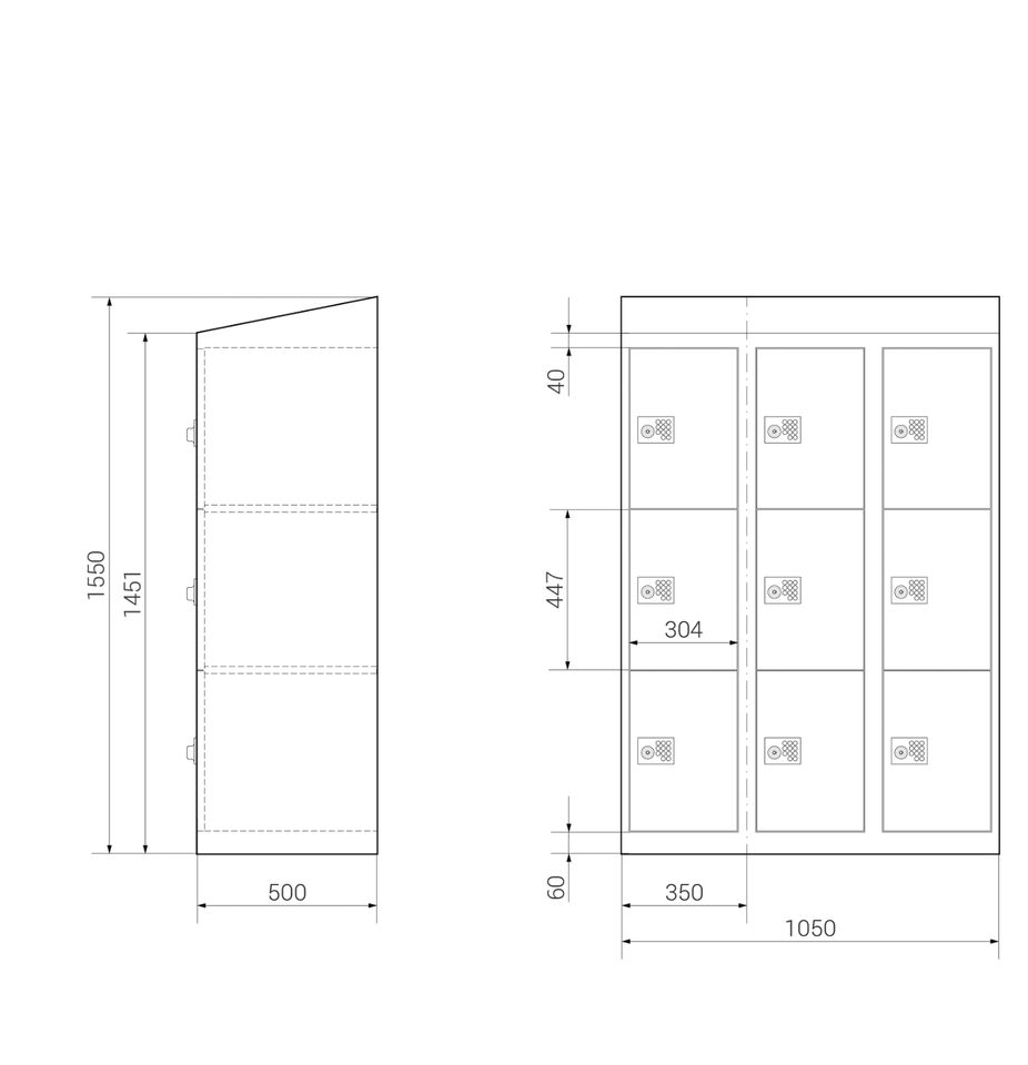 Schließfach-Schrank, Stahl Spind, 9 Fächer, G633-0-D0144-V1L in Bad Lausick