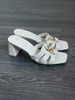 ZARA High Heel Pantolette, Gr. 39, cremefarben, goldene Schnalle Bayern - Ansbach Vorschau