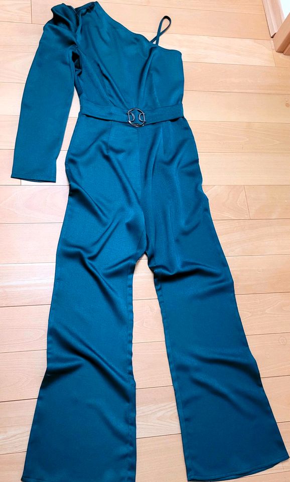 Satin-Overall Einteiler Jumpsuit Playsuit S tannengrün in Bonn