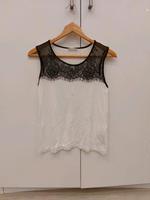 Orsay top T-Shirt weiss schwarze Spitze S 36 38 Hessen - Fulda Vorschau