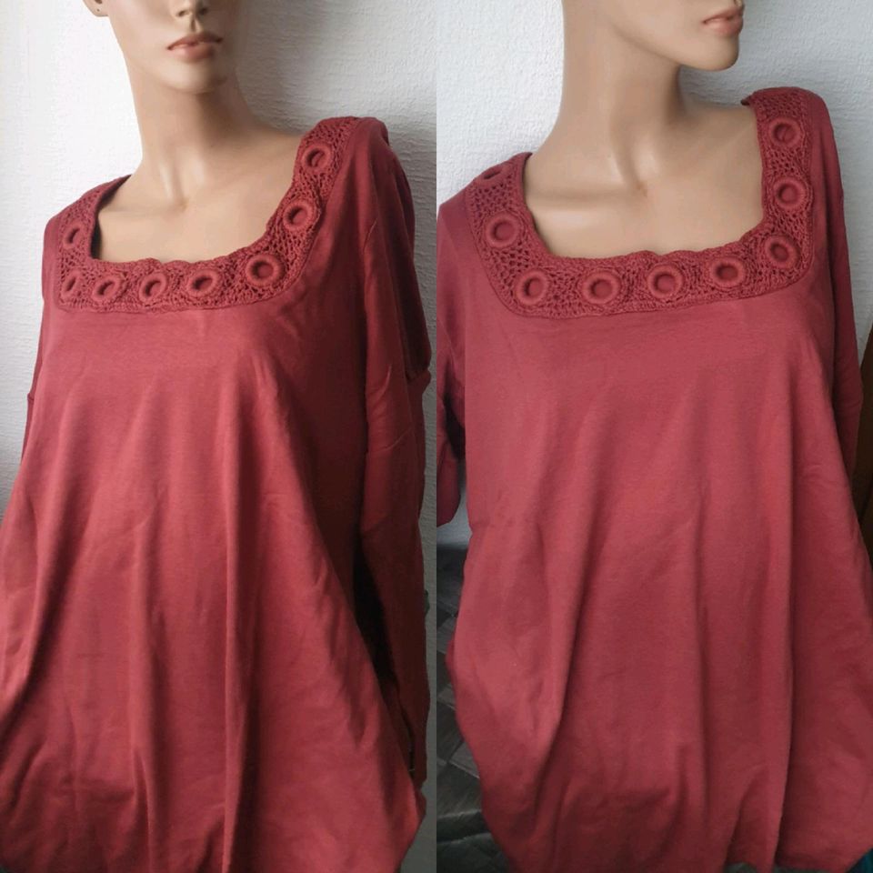 Damen Langarmshirt Bluse Hochwertig 100% Baumwolle Größe 48/50 in Rethwisch