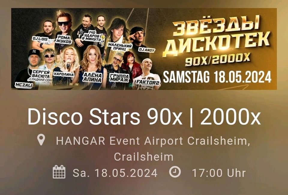Ticket Disco Stars 90x | 2000x "Zvozdy Diskotek" in Crailsheim