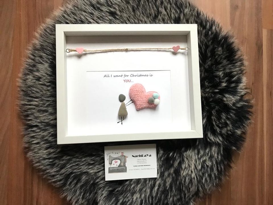 Tolles Steinbild Weihnachten Freude schenken handmade in Havelsee