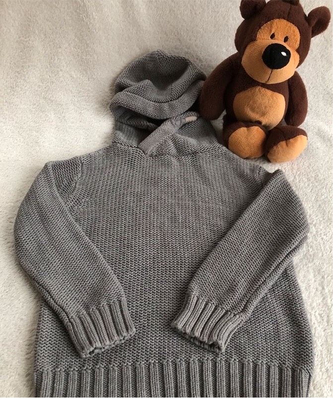 Strickpullover, Kapuze, REVIEW for Kids, grau, Gr. 104/110 in Frankfurt am Main