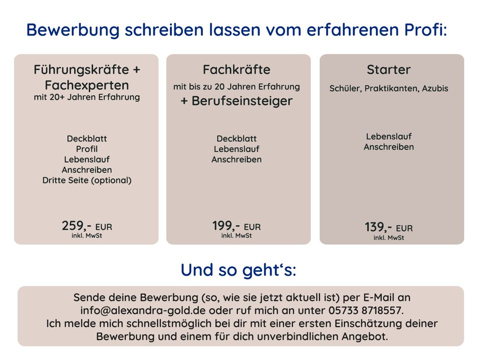 Bewerbung schreiben lassen | Arbeitszeugnis prüfen od. schreiben  | Bewerbungscoaching ( m. AVGS mögl.) in Kalletal