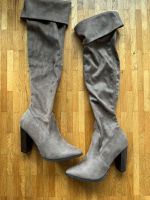 Overknee Stiefel | Kunst-Wildleder | 38 | dunkel Taupe Hamburg-Mitte - Hamburg Hammerbrook Vorschau