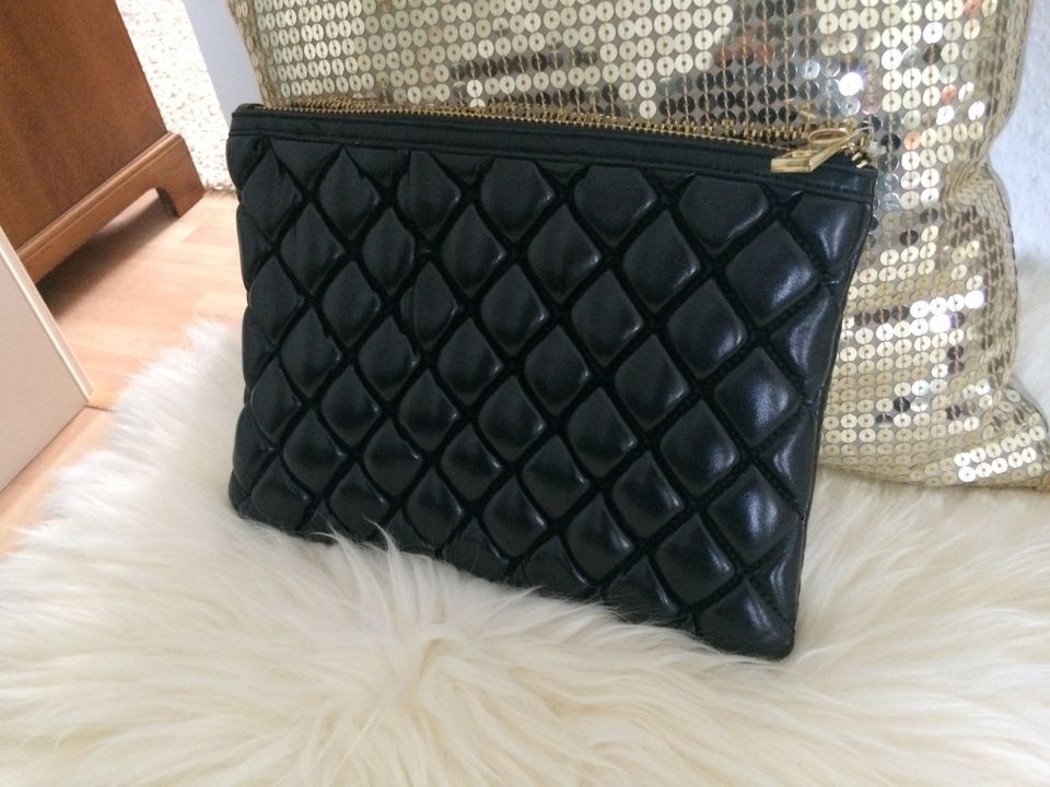 NEU Clutch Handtasche Tasche Portemonnaie schwarz gold elegant in Haan