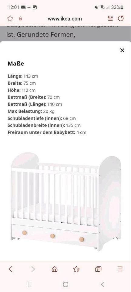 Babybett Kinderbett Kleinkindbett Ikea Gonatt mit Matratze in Moers