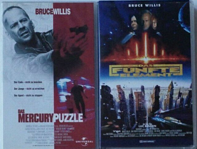 2x Bruce Willis Das Mercury Puzzle + Das Fünfte Element VHS Video in Niederkassel