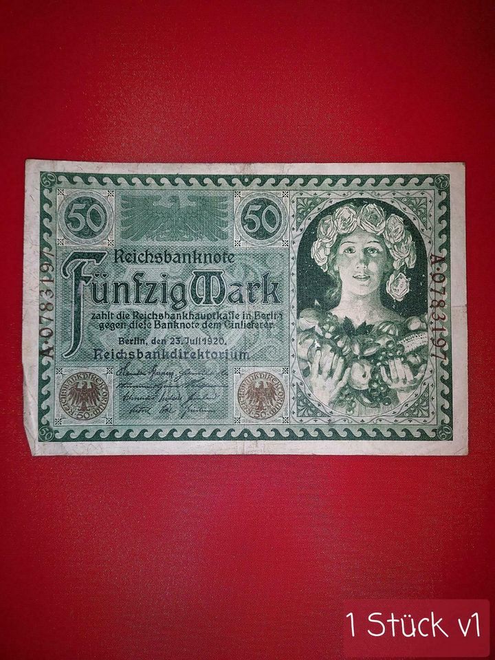 Reichsbanknoten Reichsmark Geldscheine Inflation 1 Wk in Malliß