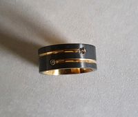 Ring, schwarz-gold mit 2 Zirkonia,Unisex, 16 mm Rheinland-Pfalz - Lemberg Vorschau