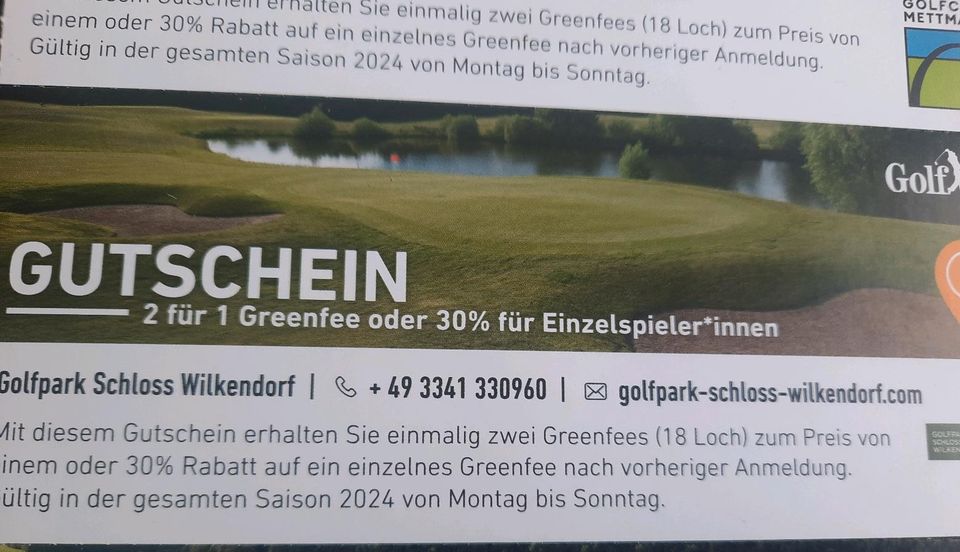 Gutschein für Golfpark Schloss Wilkendorf Greenfee in Stelle