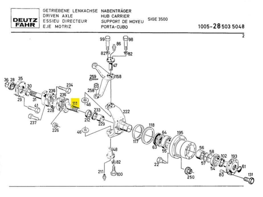 Antriebswelle kurz Vorderachse Deutz D 06, D 07 SDF OE 02325790 in Mechernich