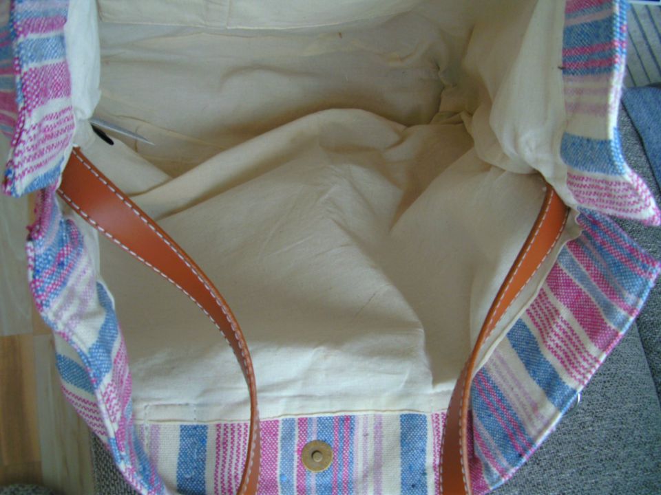 Neue große Badetasche Blau Pink Beige gestreift BxHxT=50x60x9 cm in Dillingen (Saar)