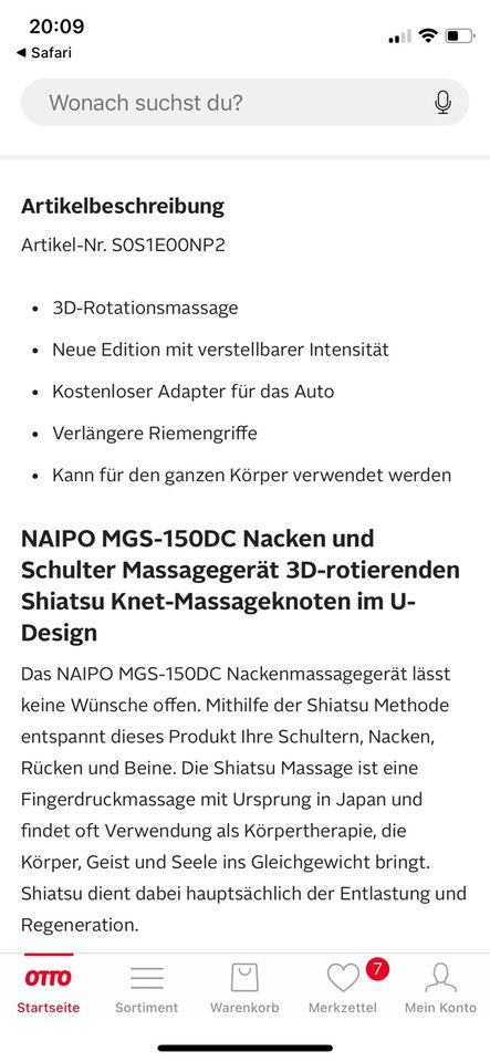 Naipo Shiatsu Massage Gerät in München