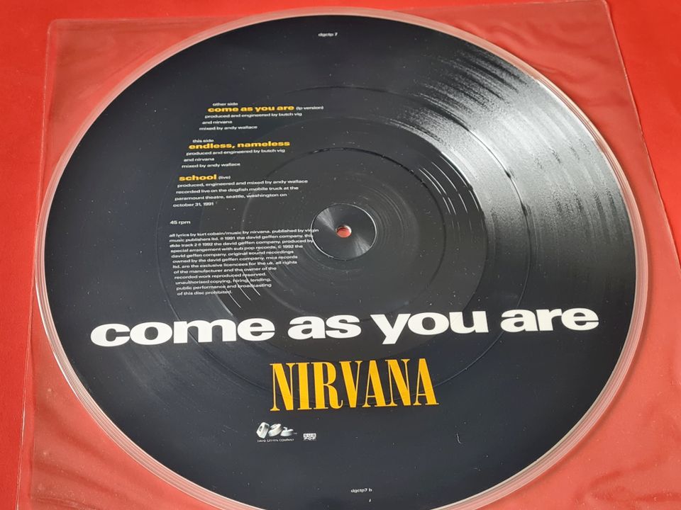Seltene Vinyl Picture Disc Nirvana - Come as you are von 1991 in Remscheid