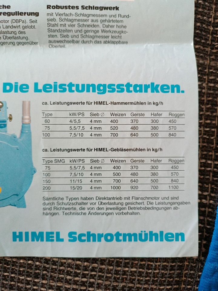 Schrotmühle HIMEL SF 75 K Absackmühle Siemens Motor 7,5 PS in Heidenrod