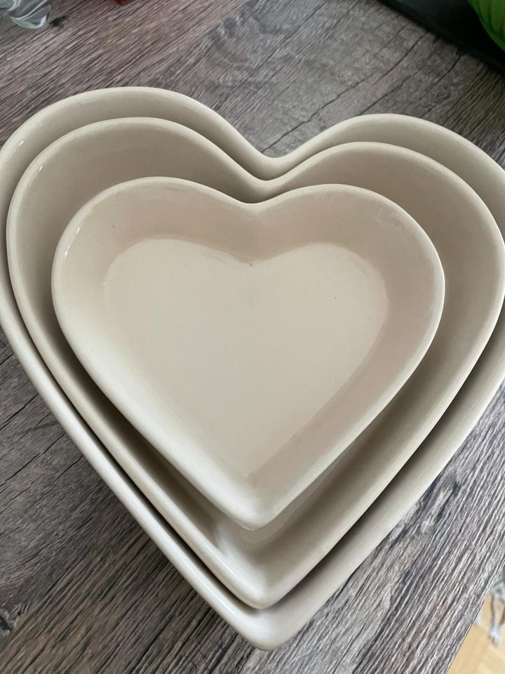 Ib Laursen 3-tlg. Herzform - Set aus Keramik - Mynte Pure White - in Bünde