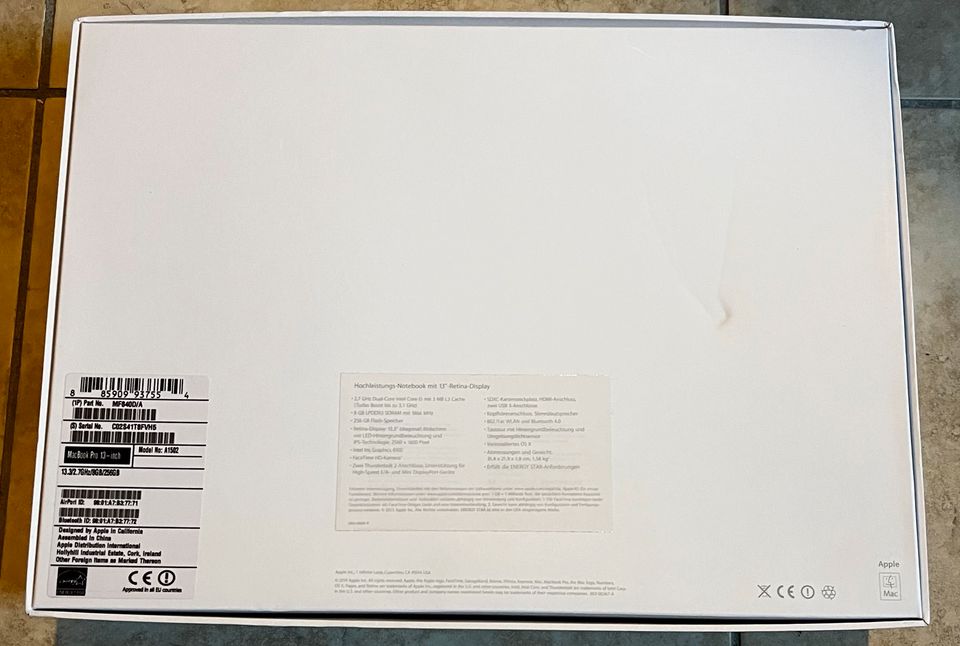 Apple MacBook Pro A1502 Originalverpackung in Pattensen