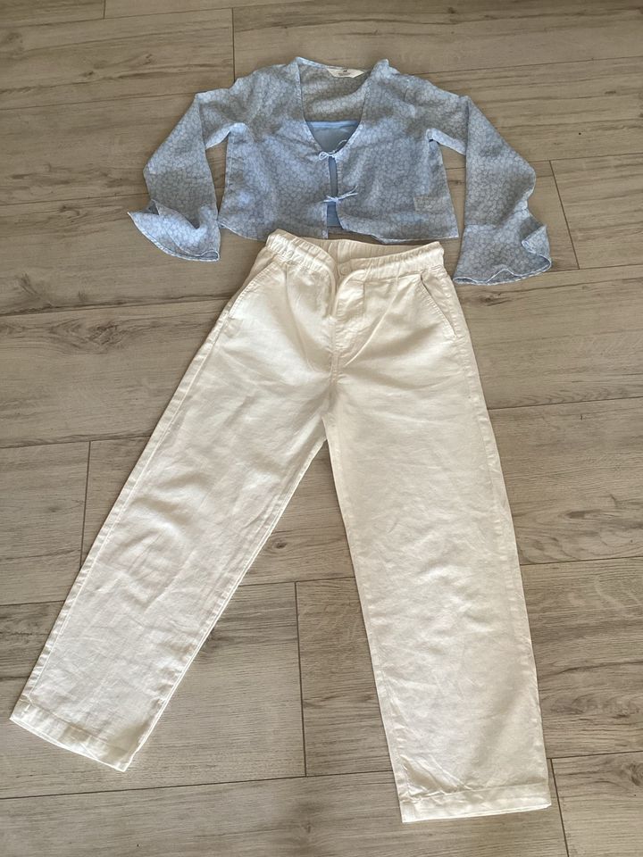 Zuckersüßes H&M Set, Leinenhose,Bluse,146,152,( neu) in Stade