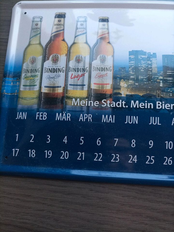 Binding Bier Blech  Schild Bild Kalender in Hillscheid