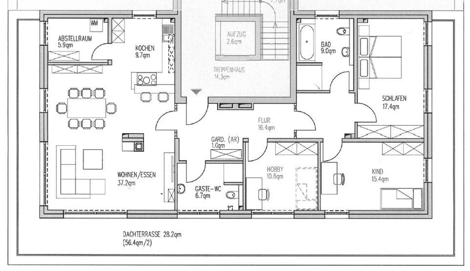 Moderne Dachgeschosswohnung mit hochwertiger Küche zu vermieten in Wolfenbüttel