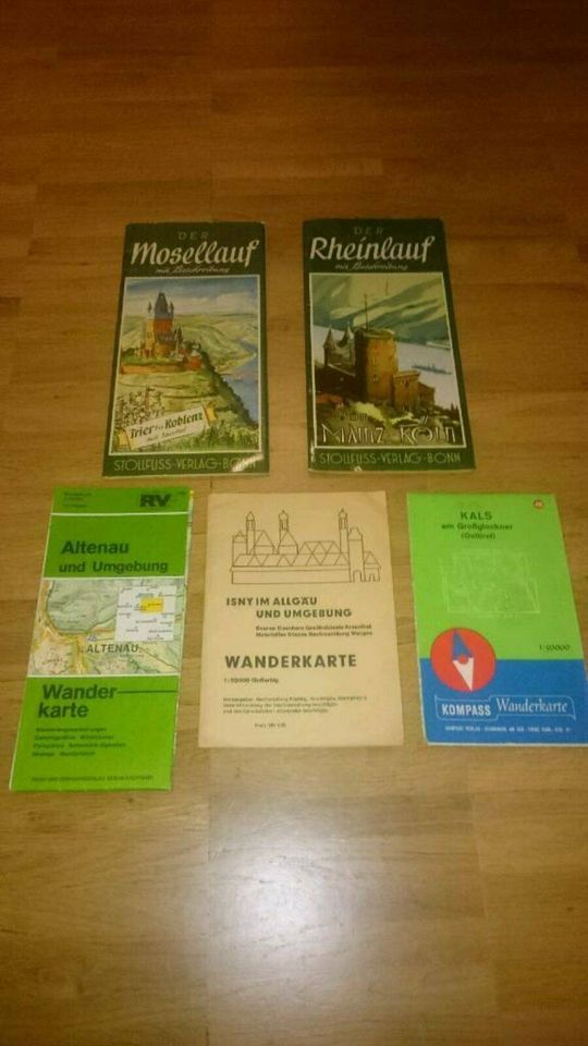 5 historische Wanderkarten ca. 1960er Jahre in Köln