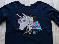 Sweatshirt H&M dunkelblau Pailletten 158 164 Einhorn Dresden - Cossebaude Vorschau