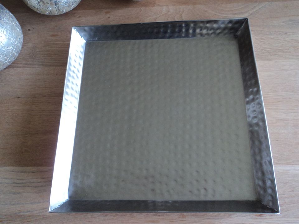 Metall Tablett mit 3 Windlichter in Laboe