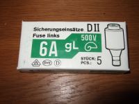5 Stück ETI Sicherungseinsätze DII Fuse links 6A 500 gL NEU Baden-Württemberg - Weinheim Vorschau