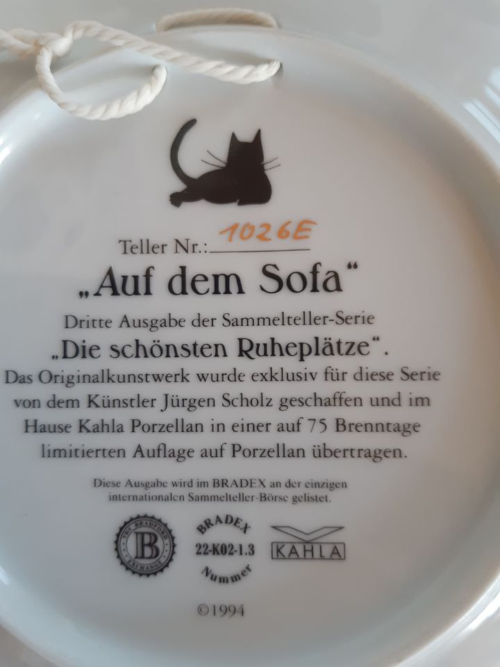 Katzen Sammel Teller "Auf dem Sofa" Nr. 1026 E. in Biedenkopf