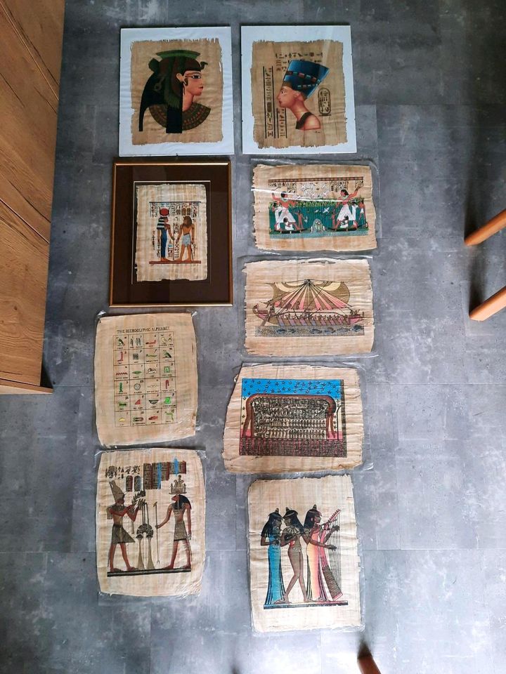 Neun originale Bilder auf Papyrus Ägypten teils mit Rahmen DEKO in Dresden