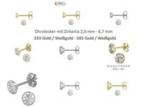 Ohrstecker Zirkonia 333 585 Gold /Weissgold 2,5 - 6,7 mm Paar Neu Nordrhein-Westfalen - Ennepetal Vorschau