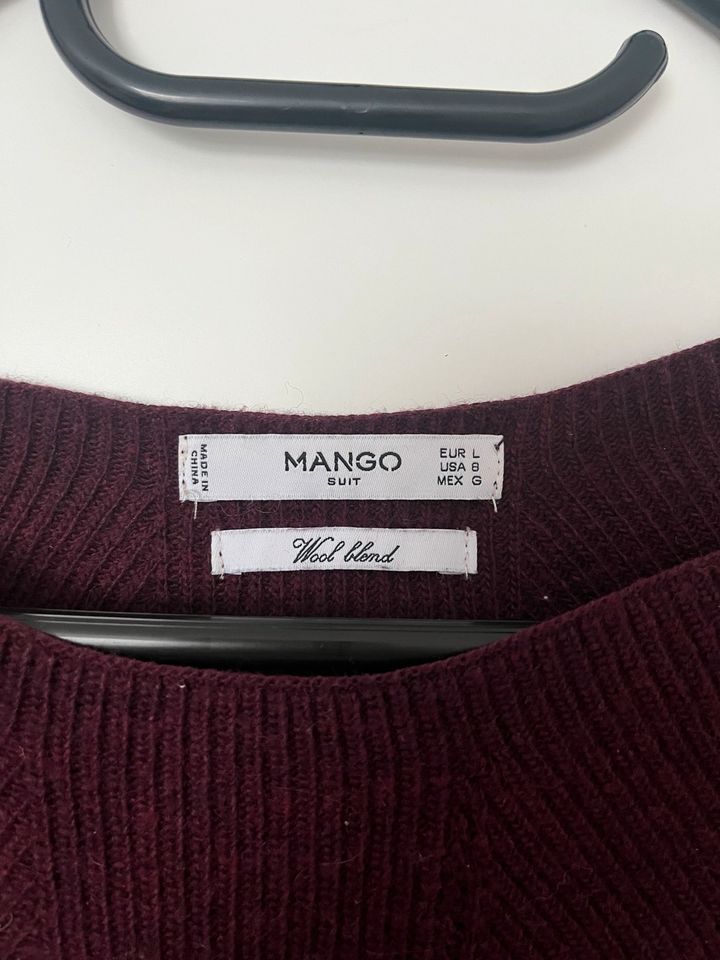 Mango MNG Pullover L 40 Wool blend wolle Bordeaux dunkelrot lila in Borken