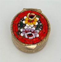 Vintage Pillendose Millefiori Mosaik Schmuckbox Gold Schatulle Schwerin - Altstadt Vorschau