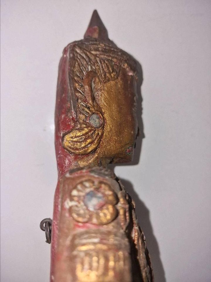 Holzfigur Musiker-Buddha asiatische Thai-Figur handgeschnitzt in Schwerte