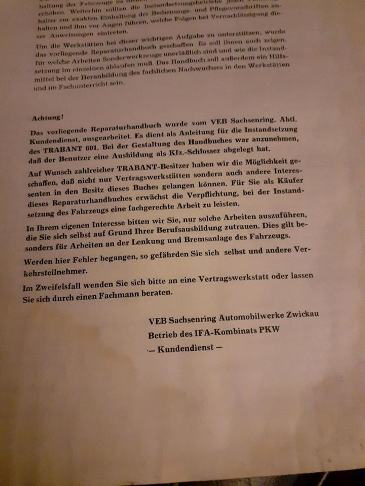 ein Original Buch  für Trabi Liebhaber in Wusterwitz