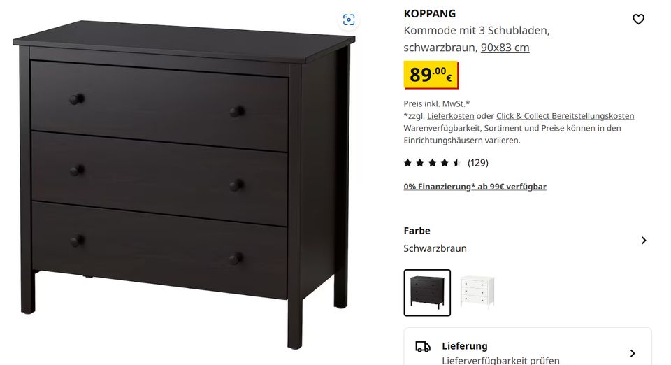 unausgepackte Koppang-Kommode von Ikea (Schwarzbraun) in Centrum