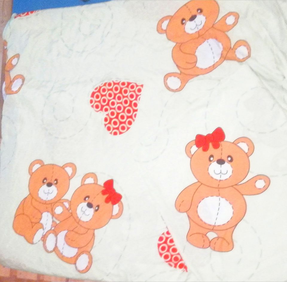 2' Set Bettwäsche 130x90 / 60x40 HERZEN TEDDY Polyester Baby in Schwedt (Oder)