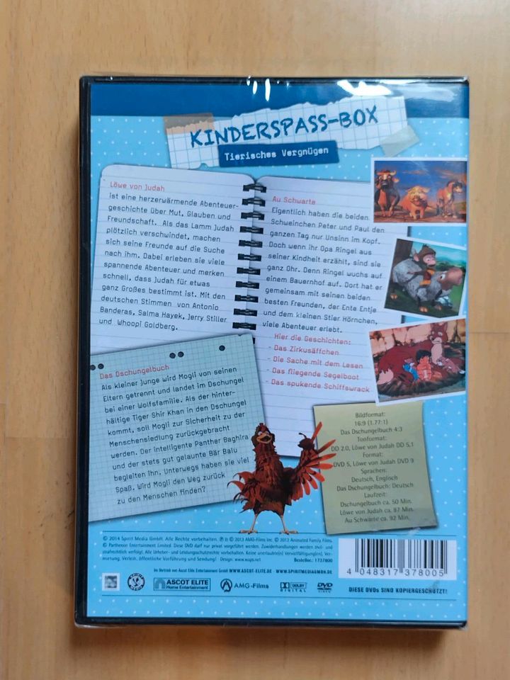 Kinderspass-Box. 3 DVDs (Dschungelbuch, Au Schwarte..) OVP Neu in Neustadt an der Weinstraße