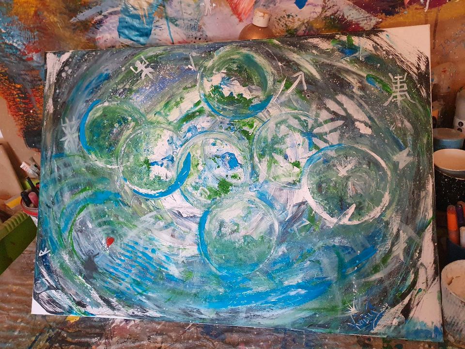 Spirituelles Bild Acryl Universen 70x50cm Unikat in Engelskirchen