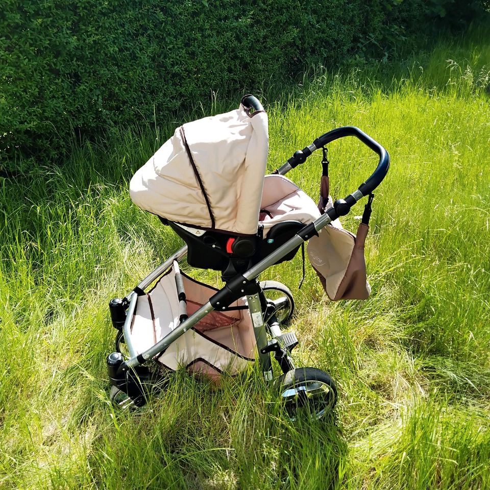 3 in 1 Kinderwagen, rosa/beige, Buggy, Autositz von Pluto Skyline in Braunschweig