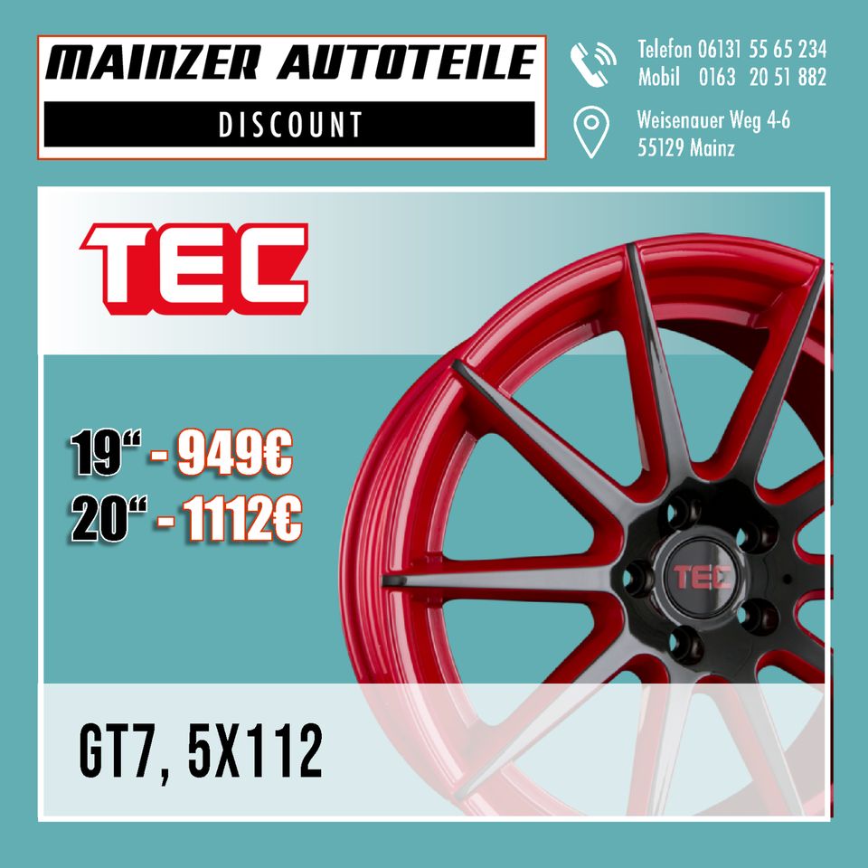 Alufelgen Tec Speedwheels 5x112 18 19 20 Zoll VW AUDI MERCEDES in Mainz